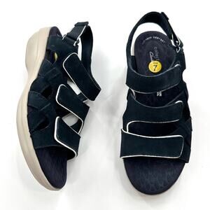 Clarks Collection Alexis Band Blue Suede Sandals Women's Size 7